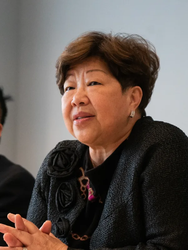 President Lina Fang at one of our news press conferences.